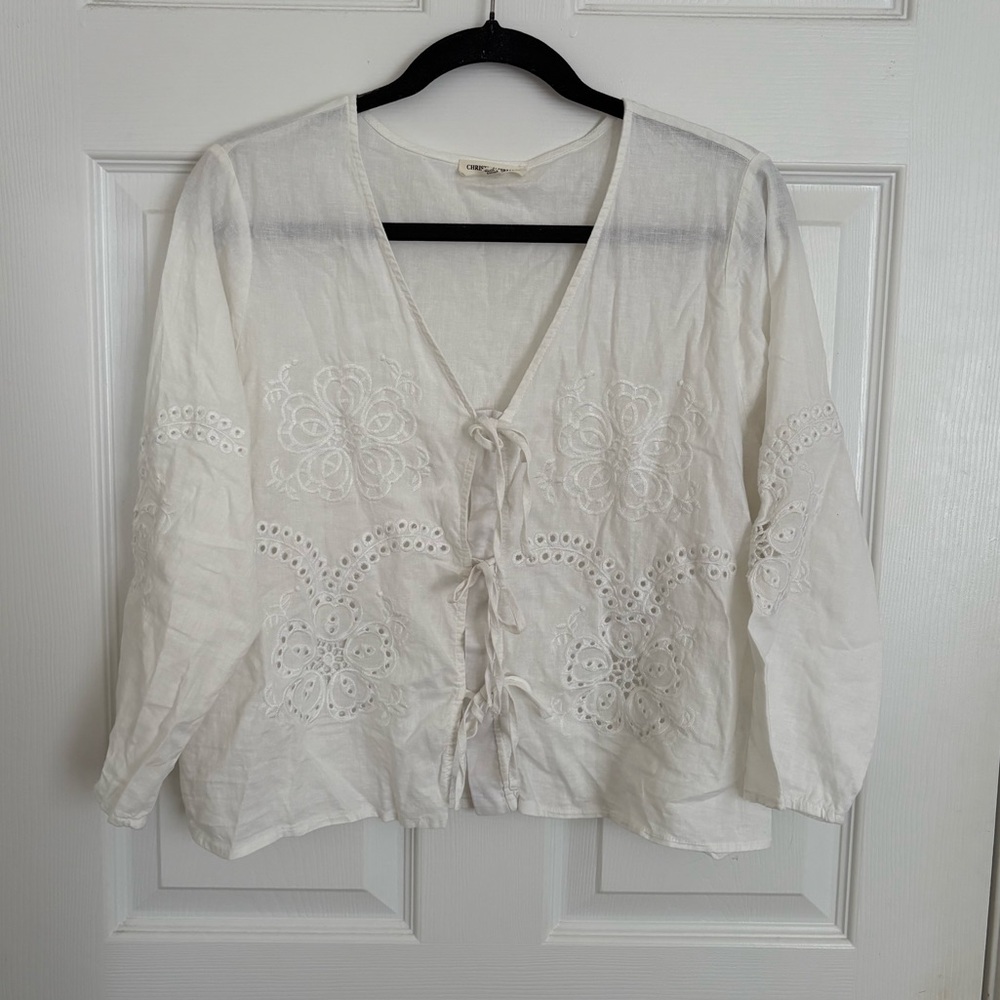 Christian Siriano White Embroidered Blouse